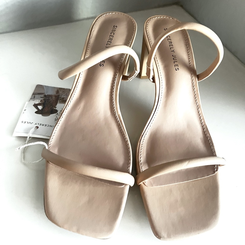 NWT Nude Slide Heels